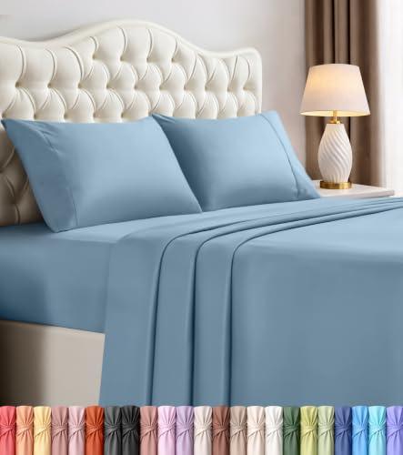 Utopia Bedding King Bed Sheets Set - 4 Piece Bedding - Brushed Microfiber - Shrinkage and Fade Resistant - Easy Care (King, Dutch Blue)