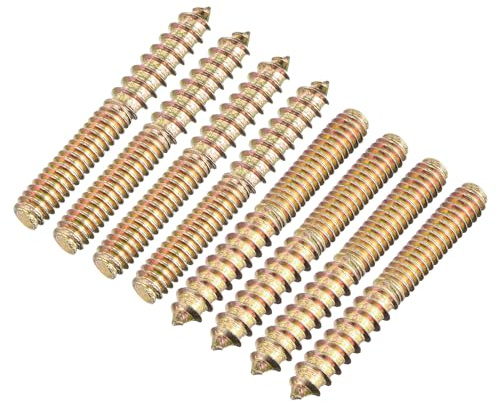sourcing map Bulloni da appendere da 1/4-20 x 2 pollici, 8 viti a doppia estremità per tasselli in legno per mobili