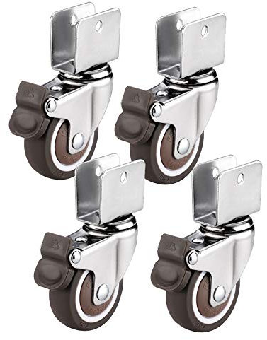 Stück U-förmige Splint-Schwenkrad-Schwenkgummirollen mit Bremse, Ersatzräder für Kinderbettmöbelrollen, Tragfähigkeit 70 kg, Stummschaltung, integriertes Lager, 1,5 Zoll (16 mm)