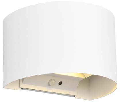 Reality Leuchten LED Akku Wandleuchte Talent R27769131, Metall Weiß matt, Magnetische Wandhalterung, inkl. 2x 0.5 Watt, Dämmerungssensor, Bewegungsmelder, Up and Down Beleuchtung, USB-C Ladebuchse