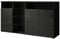 MB Muebles Bonitos, Buffet Clark L avec 3 Portes pour Salon et Salle à Manger avec Lumière LED, Meuble en Mélamine Brillante, Couleur Noir, 150x82x40 cm