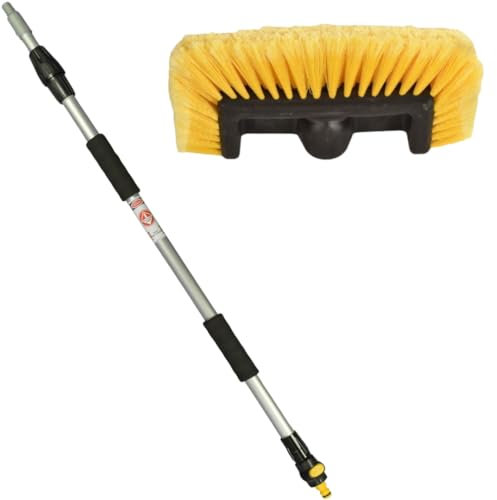Generico GP Design PROWACH IDROSPAZZOLA TELESCOPICA Professionale Manico 140 A 250 CM SETOLA Morbida Pulsante ON E off SPAZZOLONE per Lavaggio Auto Moto E Camion