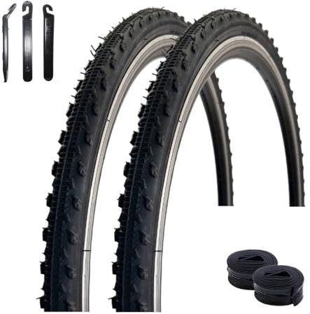 2 x VEE Rubber V185 28 Fahrradreifen Schwarz 37-622 (28 x 1,40) + 2 x passende Schläuche AV inkl. Reifenheber