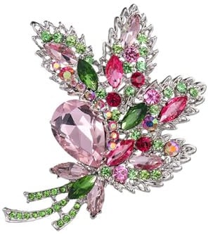 Wekuw Strass Blumenstrauß Brosche, Brosche Blume Broschen Damen Brosche für Kleidung Kristall Brosche Retro Pins Anstecker für Täglichen Tanzpartys, Dinnerpartys, Geburtstagsfeiern(Rosa)