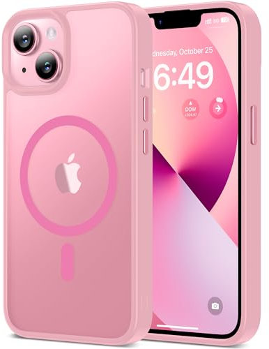 HOOMIL Starke Magnetische Hülle für iPhone 13, Kompatibel mit MagSafe, Militärschutz, Stoßfest, Kratzfest, Transluzent Matt Case Schutzhülle - Rosa