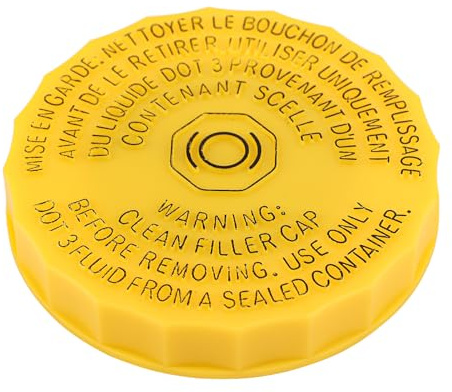 Bremsflüssigkeitsbehälter Deckel, 6,6x6,6x1,1cm Deckel des Hauptbremszylinderbehälters Gelber Bremsflüssigkeitsdeckel Kompatibel mit Jeep und Chrysler