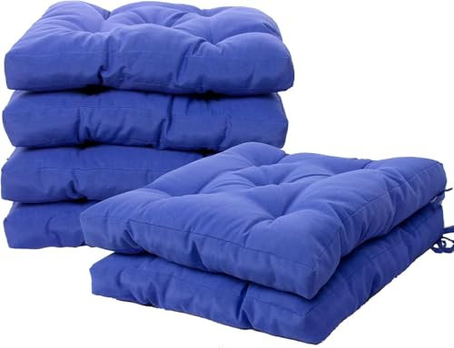 Viste tu hogar Pack 6 Cojines para Silla, 45x45x5 CM, Efecto Tridimensional, Relleno de 100% Poliéster, Ideal para Comedor, Terraza, Sala y Restaurante, Color Azul, Fabricado en España