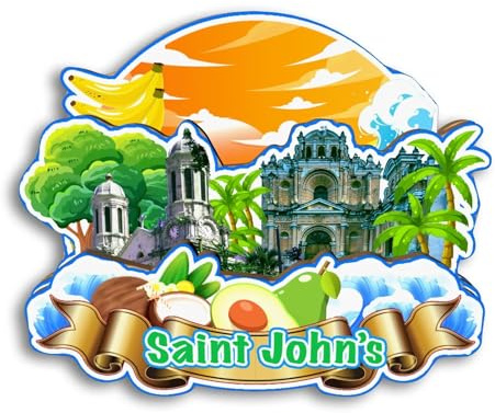 Quwsne Kühlschrankmagnet, Motiv: St. John's Antigua und Barbud, Kühlschrankmagnet, Stadt, Reise, Souvenirs, Touristengeschenke, 3D, klassische Sehenswürdigkeiten, handgefertigt, Handwerk,