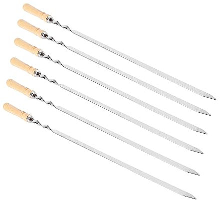 Gogogmee 6stücke Holzgriff Bratstäbe Für Grill Spieße Marshmallow-sticks Bbq-gabeln Aus Robustem Massivholz Mit Hoher Schlagfestigkeit Und Guter Hitzebeständigkeit Zum Aufspießen Von Fleisc