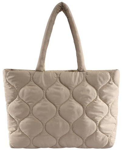 Makukke Puffer Tote Bag Aesthetic Gesteppte Tasche Damen Umhängetasche Groß Shopper Stepptasche Tasche Schultertaschen für Arbeit Büro Reisen Einkaufen Schule