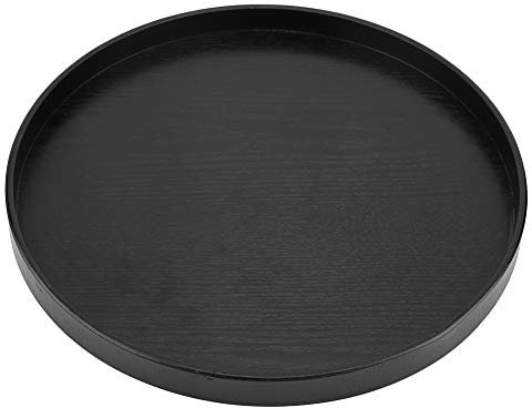 Leopacat Wood Tray, Large Round Serving Tray Centerpieces Candle Holder Trays Decorative Ottoman Tray Organizer for Snacks Kitchen Countertop Coffee Table Home Restaurant Hotel Decor (33cm)