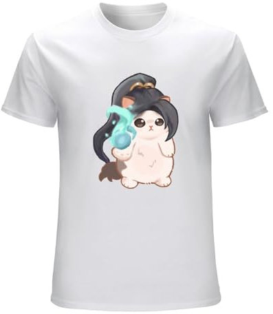 Cat Cute Sage Valorant Tshirt Game Arrival Tees Harajuku 100% Cotton Casual Man's Gift Idea Short Sleeve T-Shirt White XL