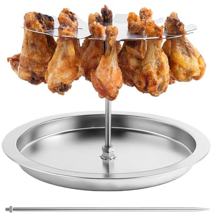 Hähnchenschenkel-Gestell für Grill | Edelstahl Drumstick Chicken Roaster Grill Rack | 15 Slots Chicken Wing Rack mit Abtropfschale für Indoor Outdoor Grillzubehör