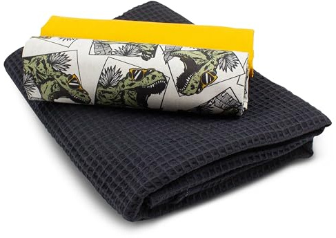 VmG-Store Waffelpique + Baumwollstoff Set farblich abgestimmt Waffel Stoff 100% Baumwollstoff Tex Standard 100 (Cooler Dino Set90)