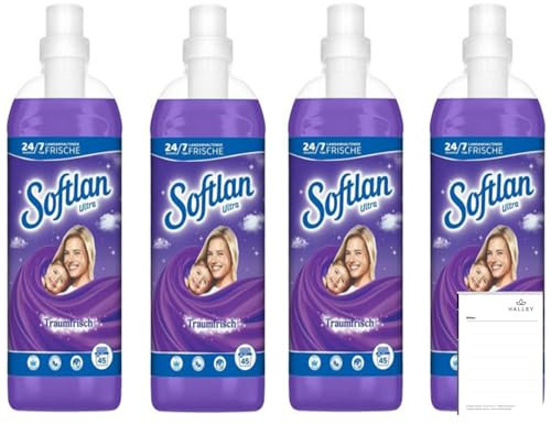 Softlan Weichspüler Traumfrisch 4 x 1L für unwiderstehlich weiche Wäsche + Halley Notizblock