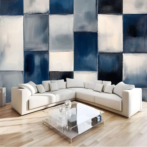 JEDTAKCT Papier Peint Panoramique Nature 400X280Cm - Revêtement Mural Décoration Salon - Design Moderne - Cubes Géométriques - Peinture À L'Huile Graffiti Déco Nature Plantes Tableaux Muraux