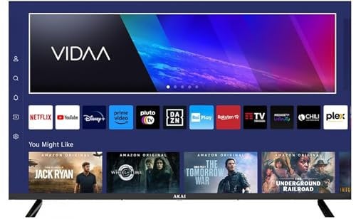 AKAI AKTV5504QM - Smart TV da 55 Pollici, 4K, DVB-T2 HEVC Main10, Nero