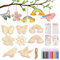 Deepton 64 Stück Bastelsets für Kinder, Basteln Kindergeburtstag ab 4 5 6 7 8 9 Jahre, Schmetterling Blume Vogel Regenbogen Holzanhänger zum Bemalen DIY Kindergeburtstag Basteln für Jungen Mädchen