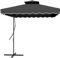 Outsunny 2.5m Cantilever Parasol with Easy Lever, Square Double Top Garden Parasol Umbrella with Ruffles and Cross Base, Overhanging Outdoor Sun Shades, Black