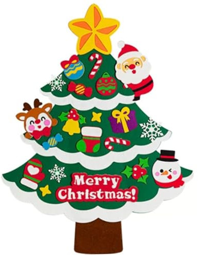 Talbero di Natale in feltro per i più piccoli alberi di Natale murali fai -da -te con luce e ornamenti da 20 pc decorazioni in feltro per l'arredamento della casa regalo di senza batteria..