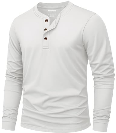 KEFITEVD T Shirt Manche Longue Homme Henley Chemise Homme en Coton à 3 Boutons Décontractés Tee Shirt Col V Basiques