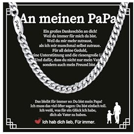 XUANPAI Ketten Papa Herren Vatertagsgeschenk Geburtstagsgeschenk - Edelstahl Kubanische Halskette Vatertag Geschenk für Männer Ketten Von Tochter und Sohn für Papa