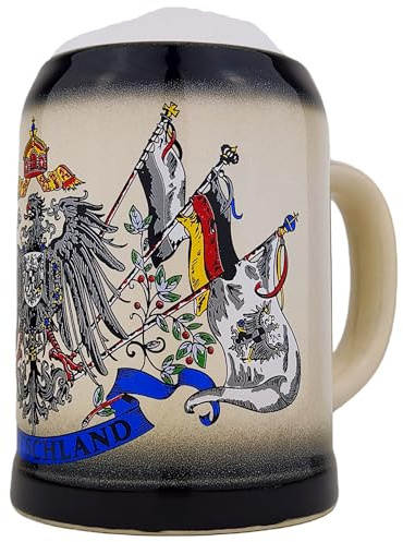 EVERSTYLE Bierkrug mit Deutschland-Motiv 0,5L – Klassischer Steinkrug als Geschenk für Papa, Männer & Bierliebhaber – Ideal für Geburtstag, Bierfest & besondere Anlässe (Schwarz)