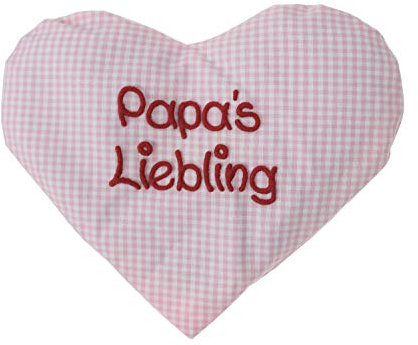 Herzkissen mit Spruch für Babys Wärmekissen mit Rapssamen Rapskissen mit Spruch Körnerkissen Personalisiertes Kissen zum wärmen, Größe: ca.15x17cm (Rosa Papas Liebling)