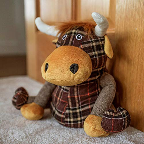 Homezone® Novelty Highland Cow Door Stop Strong Durable Fabric Door Wedge Stopper Home Decor Decorative Plush Animal Soft Cuddly Child Safe