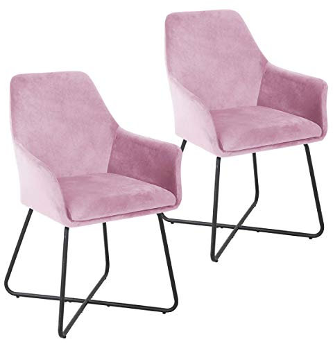 SVITA Josie Dining 2er Set Esszimmerstuhl Sessel Polsterstuhl Samt (Pink)
