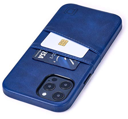 Dockem Exec M2 Funda Cartera para iPhone 12 Pro MAX: Funda Tarjetero Slim con Placa de Metal Integrada para Soporte Magnético: Serie M [Azul Marino]