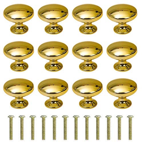 MengH-SHOP Cabinet Knob Round Door Knobs Mushroom Shape Pull Handle with Screws for Cabinet Wardrobe Drawer Cupboard 12 Pieces Gold