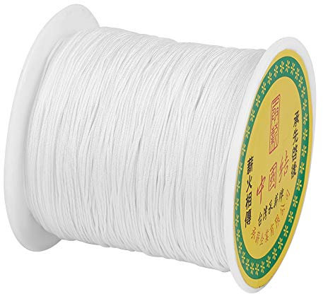 Cheriswelry Cordon en nylon de soie tressé Pour enfilage, nœud chinois, fabrication de bracelets à macramé 137 m x 0,5 mm Blanc