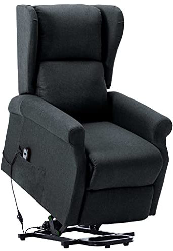 vidaXL Aufstehsessel Elektrisch Sessel mit Aufstehhilfe Liegesessel Fernsehsessel Relaxsessel TV Ruhesessel Polstersessel Dunkelgrau Stoff