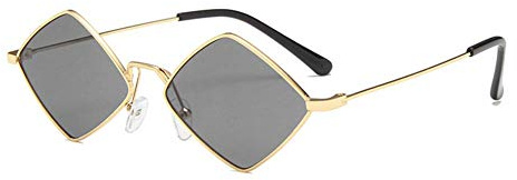 Diamond Shape SunGlasses for Men/Women Metal Quadrilateral Frame Shades Film Sun glasses UV Protection Black Size: One Size