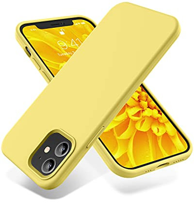 OTOFLY Compatible with iPhone 12 Case and iPhone 12 Pro Case 6.1 inch(2020),[Silky and Soft Touch Series] Premium Soft Liquid Silicone Rubber Full-Body Protective Bumper Case (Yellow)