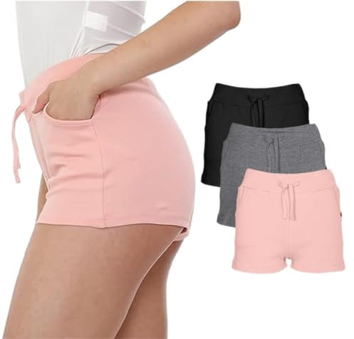 NOROZE Women’s Cotton Jersey Lounge Shorts – Soft Elastic Waist Holiday Shorts – Casual Wear for Home, Travel, Gym, Yoga – Lightweight & Breathable – Designed for All – UK Sizes 8-20