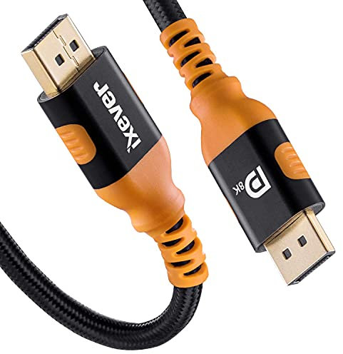 IXEVER DisplayPort Cable 1.4 [2M], 8K DisplayPort 1.4 Lead 4K@144Hz, 8K@60Hz 32.4Gbps HBR3 HDR10 HDCP 2.2 for TV,Gaming Monitor, Projector
