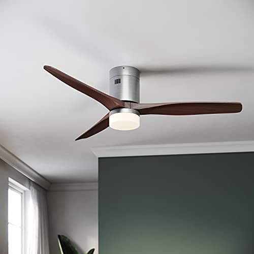 SUNXURY Deckenventilator mit Beleuchtung 132cm Deckenventilator mit Fernbedienung 3 Dimmbar Licht Outdoor Deckenventilator 35W 3 Flügel 5 Leistungsstufen DC-Motor