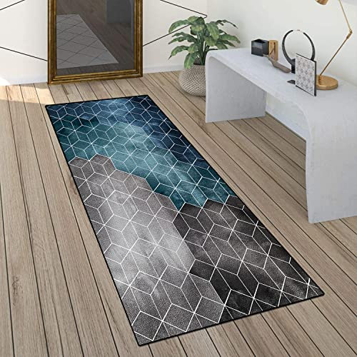 ACUY Alfombra Rectangular 90x300cm Alfombra Vinilo Hidraulica Resistente a Las Manchas para Sala de Estar, Pasillo, Cocina