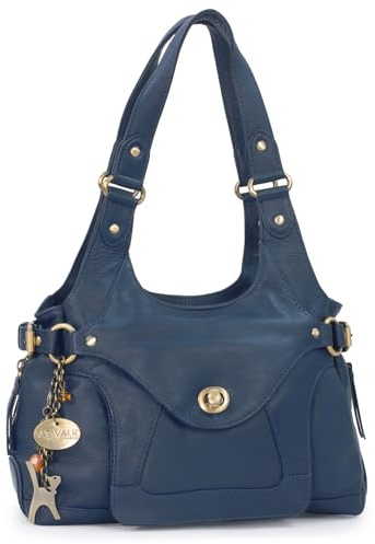 Catwalk Collection Handbags - Sac Porté Èpaule Femme Cuir - Sac à Main Moyen - avec Multipoches - Roxanna
