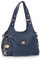 Catwalk Collection Handbags - Damen Leder Schultertasche - Handtasche Mittelgroß mit Viele Fächer - ROXANNA - Blau