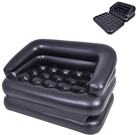Outraveler Inflatable Couch Air Sofa Bed, Blow Up Sofa for Camping Waterproof, Black