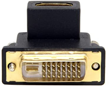 chenyang HDMI zu DVI Adapter, DVI (24+1) Stecker auf HDMI Buchse 90 Grad nach oben abgewinkelt vergoldet bidirektionaler Adapter für Fernseher, Monitor, Computer
