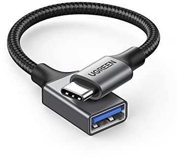 UGREEN Adaptateur USB C vers A 3.0 5Gbps OTG Câble Type-C Mâle vers Type-A Femelle Nylon Tressé Aluminium Compatible avec iPhone 16 Plus Pro Max 15 MacBook Air iPad Galaxy S24 (Noir)