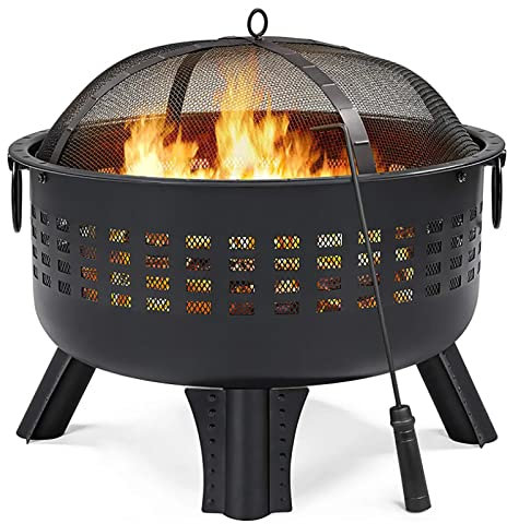 DUTIL Camping-Ofen, Holz brennende Grube, tragbarer Kamin, Holz brennende Feuerstelle im Freien, Camping-Herd for heiße Zelte und Patio,2 in 1 Feuerstelle Patio Grill