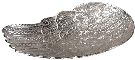 Generisch groß Deko Schale Metall Silber Engel Engelsflügel Angel Flügel Tablett Schüssel3