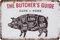 30 x 20 cm - Retro Blechschild für Grill und Koch Fans - The Butchers Guide - Cuts of Pork - Metzger, Fleischer BBQ Übersicht