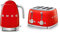Smeg KLF04RDUK Jug Kettle with Acoustic Alarm, 3KW, 1.7L & TSF03RDUK 4 Slice Toaster, Extra Wide Slots, Red