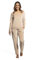 LAVENZO Roberto Garino - Pigiama da Donna Invernale in Pile Caldo a Maniche Lunghe Elegante - Pigiami Due Pezzi - Idea Regalo Ragazza (3XL, Beige Chiaro LV5006+505)